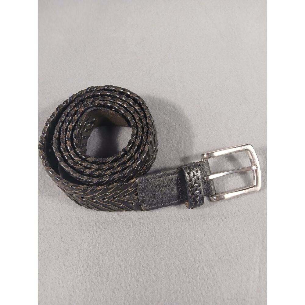 Vintage Woven Mens Leather Belt Measures 54 Inches
